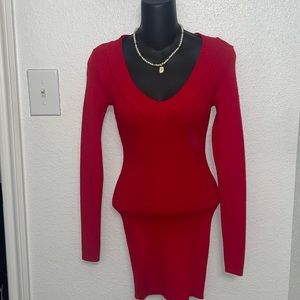 Long Sleeve Red Dress